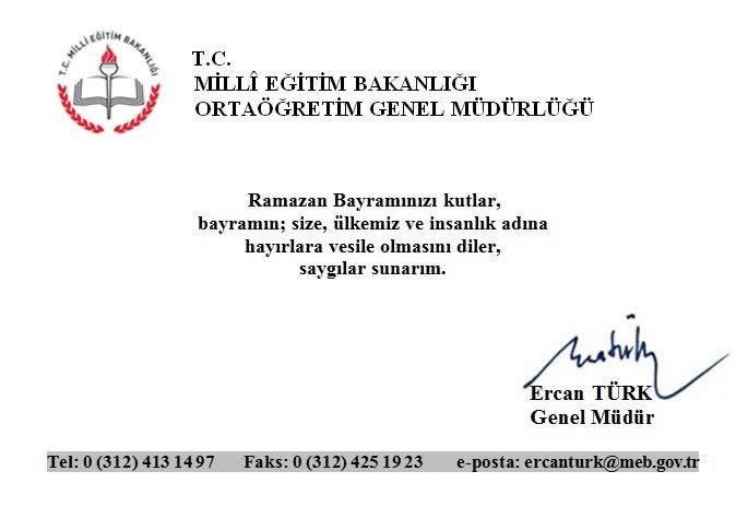 Genel Müdürümüz Ercan TÜRK´ün Ramazan Bayramı Kutlama Mesajı