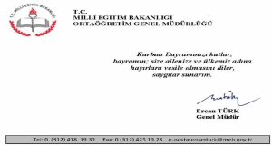 Genel Müdürümüz Ercan TÜRK´ün Kurban Bayramı Kutlama Mesajı